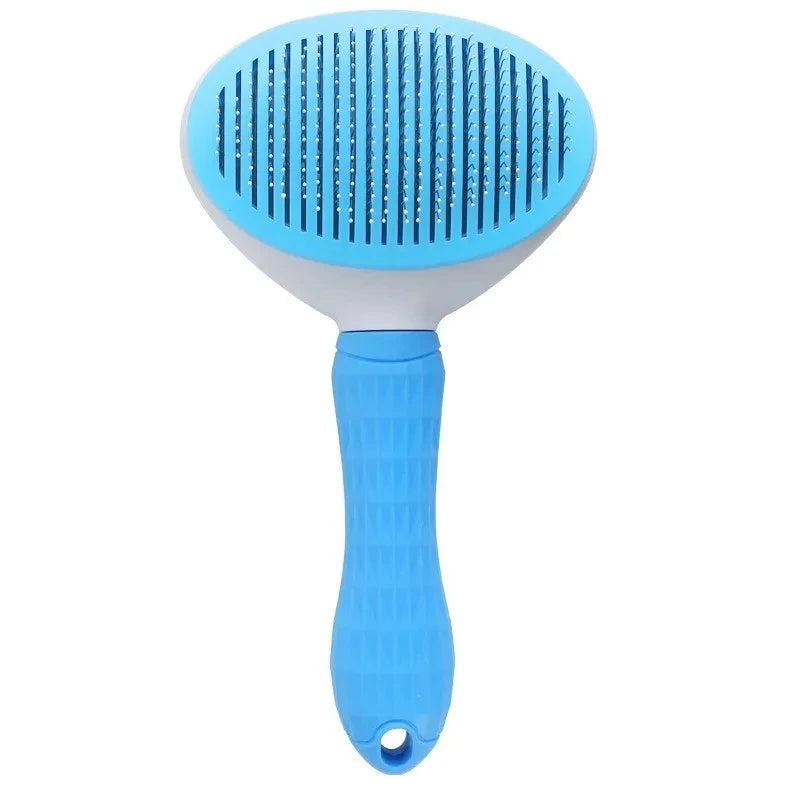 Self-Cleaning Pet Slicker Brush — One-Click Hair Removal for Dogs & Cats | Soft Bristle Grooming Tool for All Coat Types