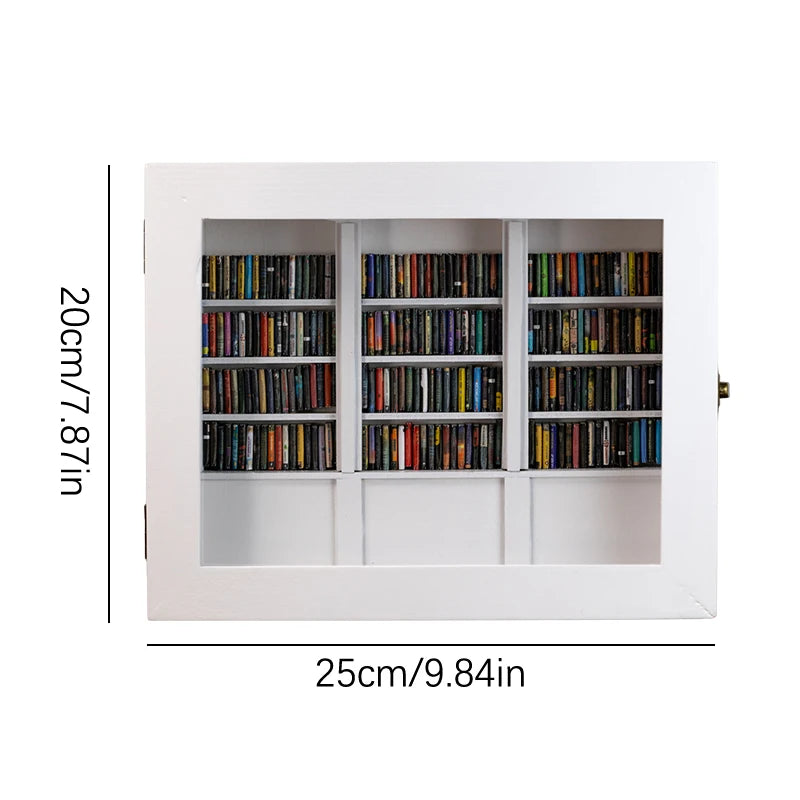 Kinetic Miniature Library – Wooden Anti-Anxiety "Shake & Sort" Bookshelf