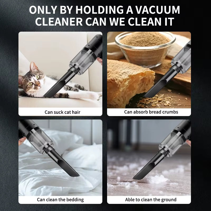 Portable Cordless Handheld Car Vacuum Cleaner Dual Use Blowing & Suction with Multi-Nozzles for Car Home Pet Office