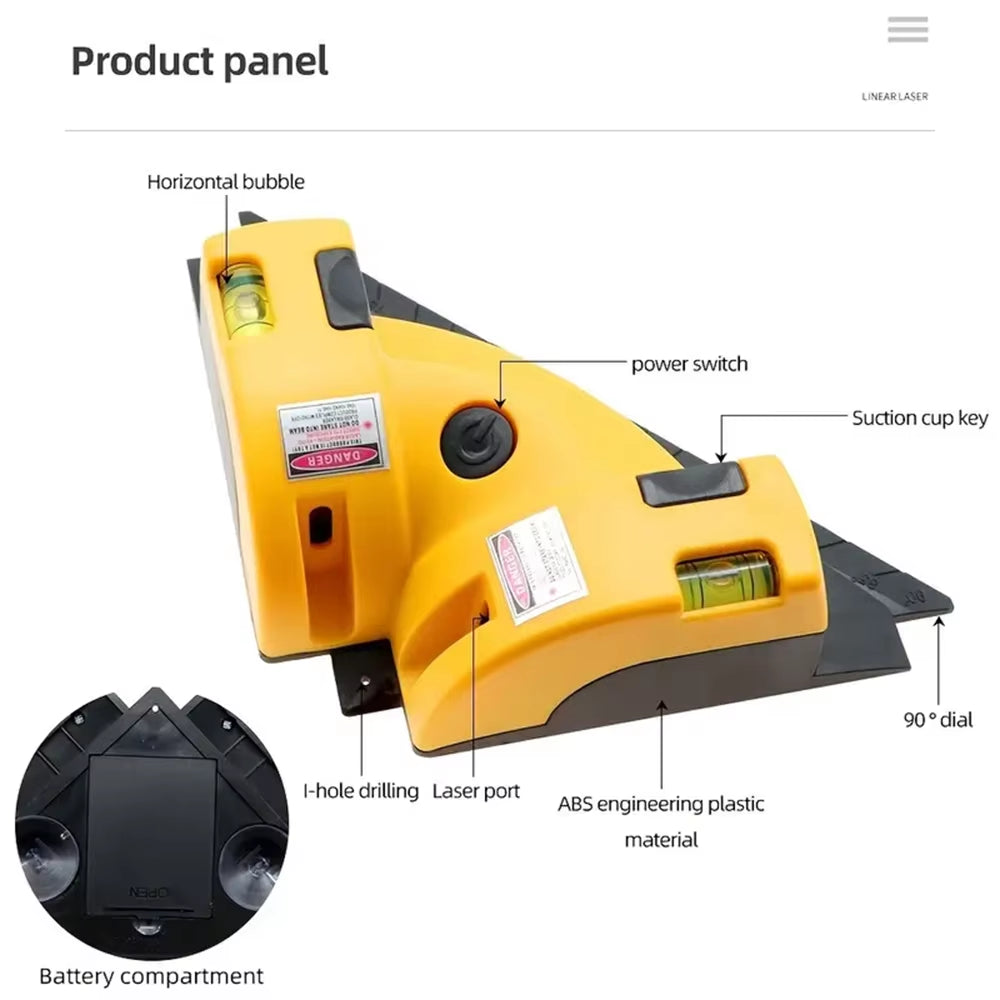 90° Right-Angle Infrared Laser Level | Professional Square Line Projector for Tiling & Layout