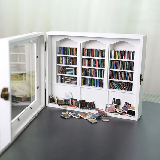 Kinetic Miniature Library – Wooden Anti-Anxiety "Shake & Sort" Bookshelf