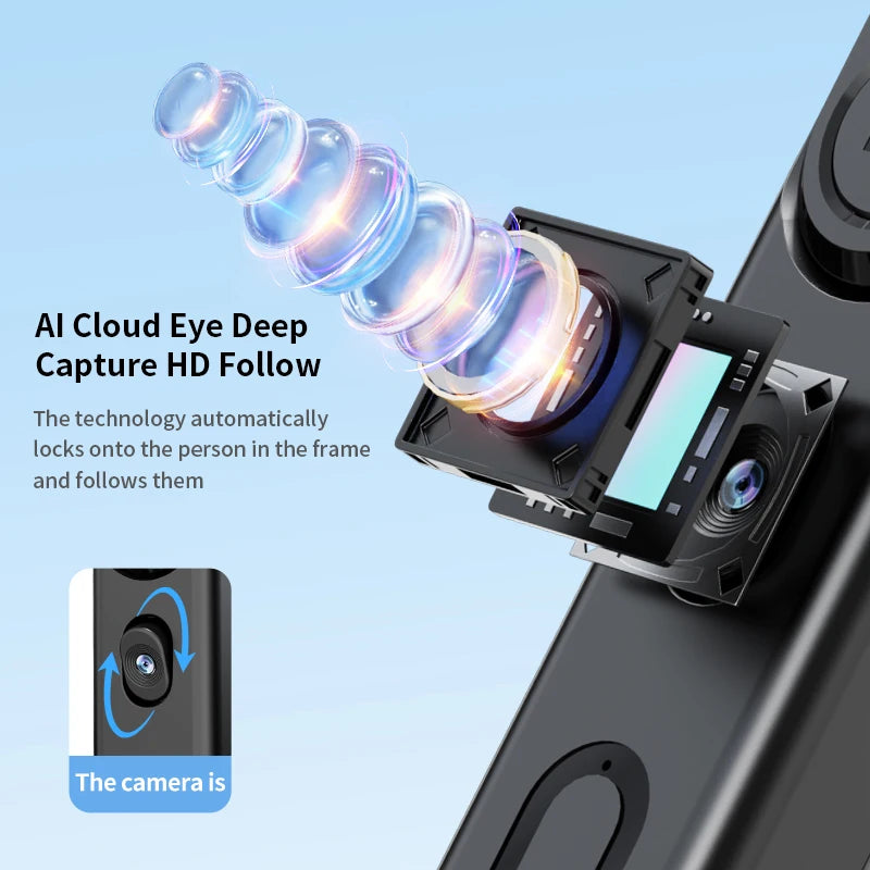 360° AI Auto-Tracking Gimbal | Foldable Smart Selfie Stick & Tripod with Motion Sensing