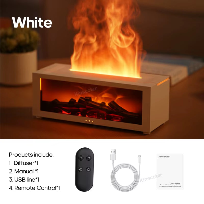 Fireplace Aroma Diffuser – Simulated Flame Ultrasonic Humidifier with Remote & Auto-Off