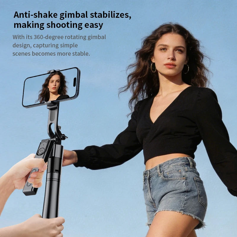 360° AI Auto-Tracking Gimbal | Foldable Smart Selfie Stick & Tripod with Motion Sensing