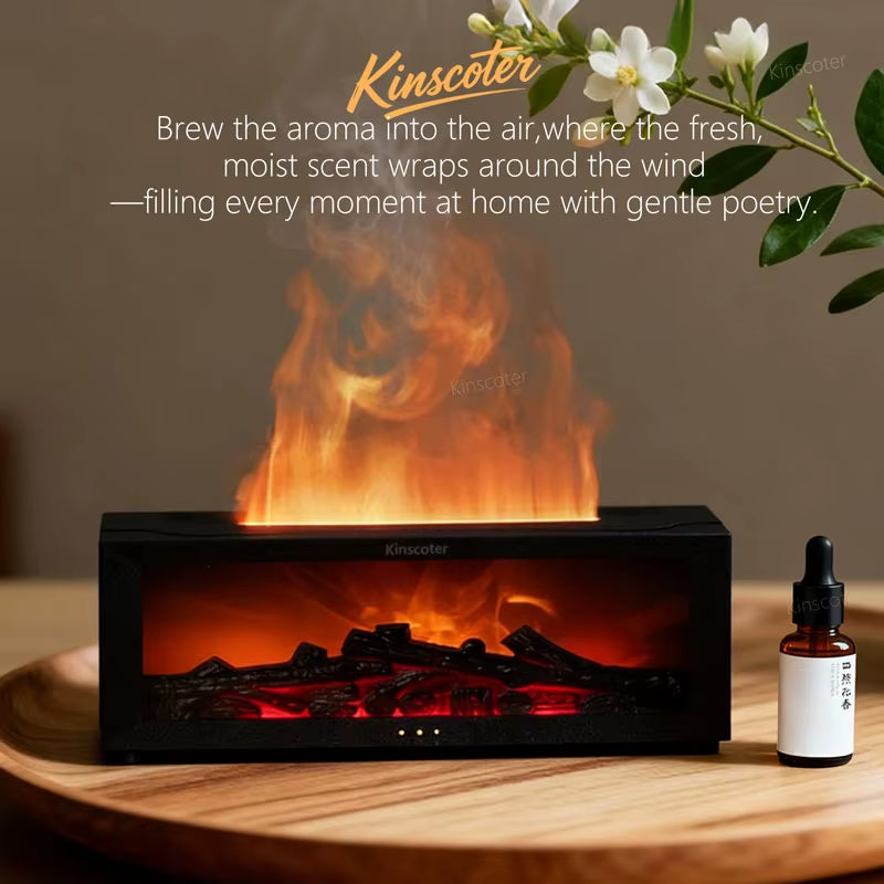 Fireplace Aroma Diffuser – Simulated Flame Ultrasonic Humidifier with Remote & Auto-Off