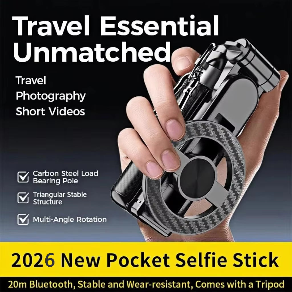 4-In-1 Magnetic Mini Selfie Stick – 360° Rotating Wireless Bluetooth Tripod & Handheld Stabilizer