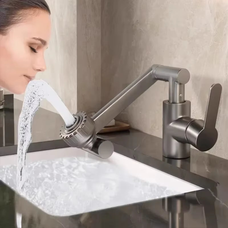 1080° Universal Swivel Robotic Arm Faucet | Splash-Proof Dual-Mode Extension Aerator