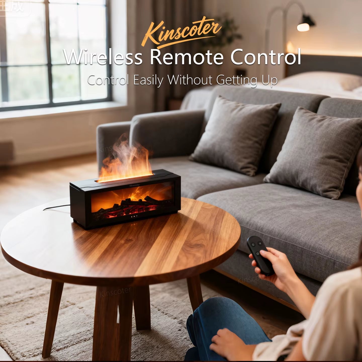 Fireplace Aroma Diffuser – Simulated Flame Ultrasonic Humidifier with Remote & Auto-Off
