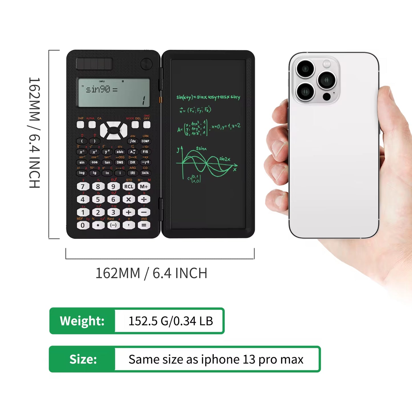 Precision Scientific Calculator with Integrated LCD Writing Tablet
