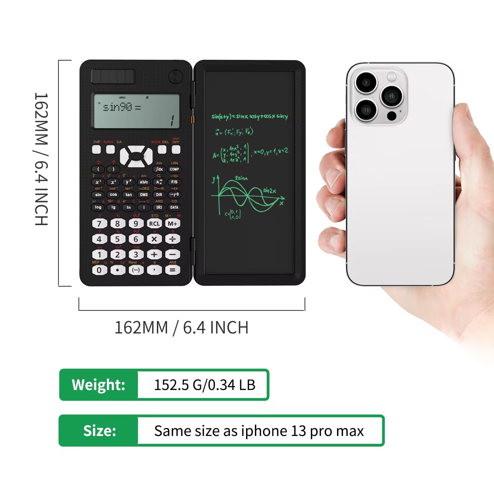 Precision Scientific Calculator with Integrated LCD Writing Tablet