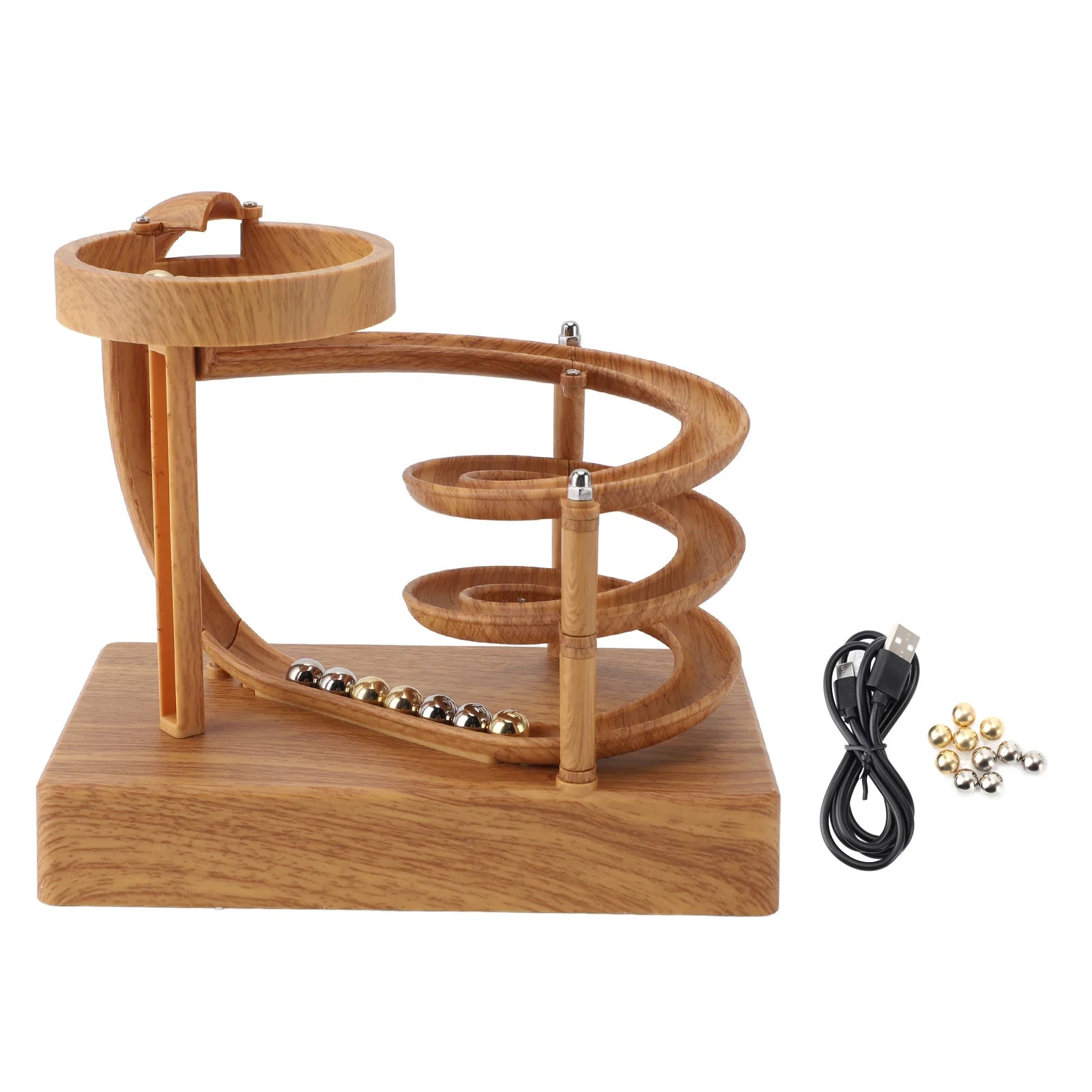 Kinetic Art Perpetual Motion Machine – Rolling Marble Desk Sculpture