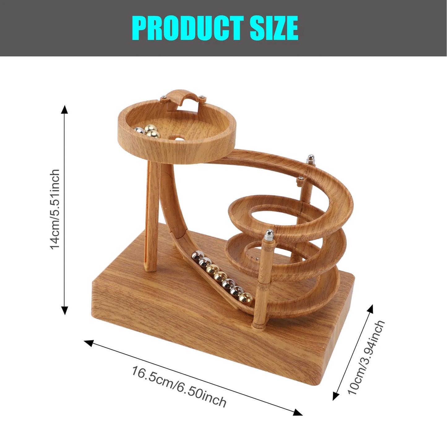 Kinetic Art Perpetual Motion Machine – Rolling Marble Desk Sculpture