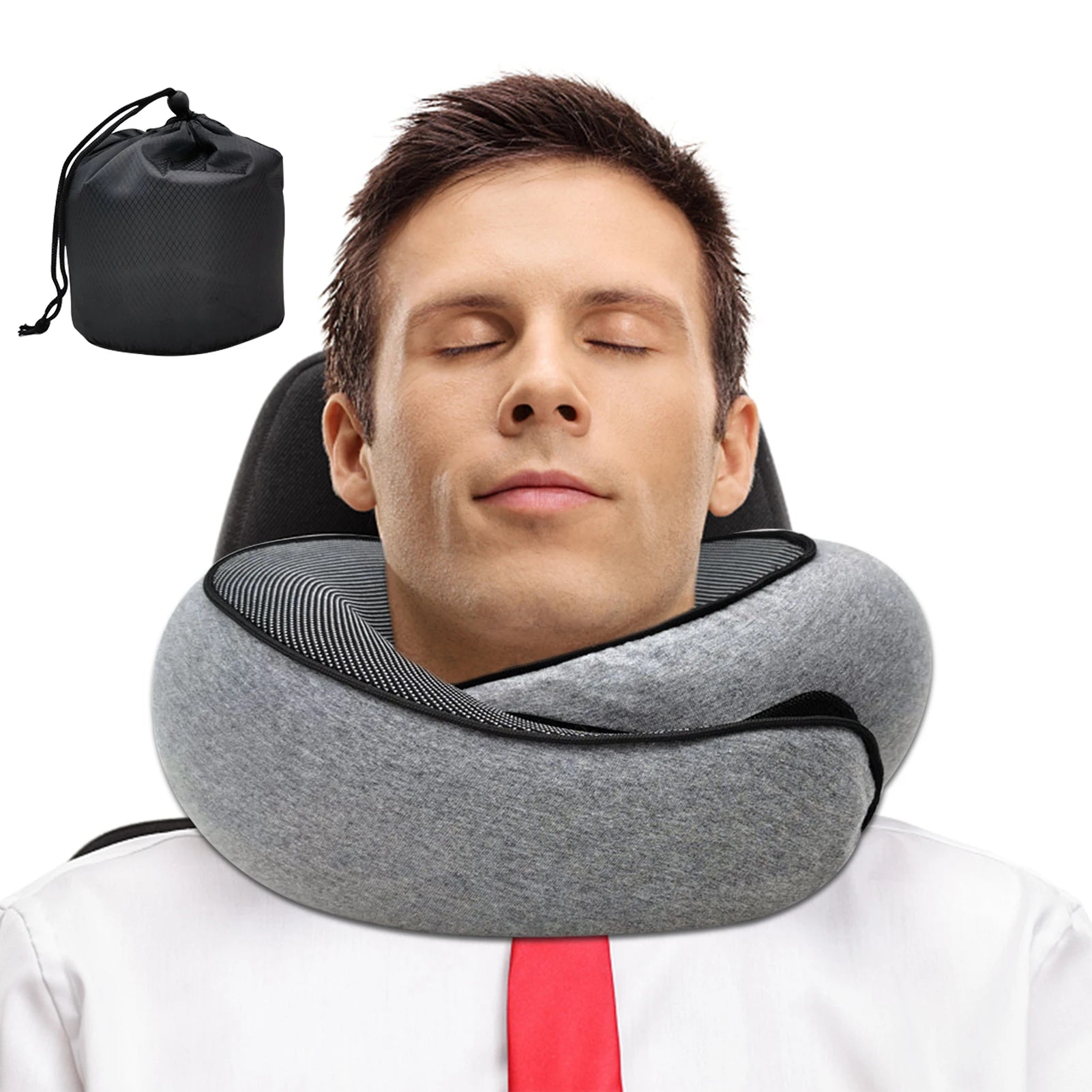 Ergonomic "Snail" Memory Foam Travel Pillow | 360° Neck Support for Flights & Long Commutes