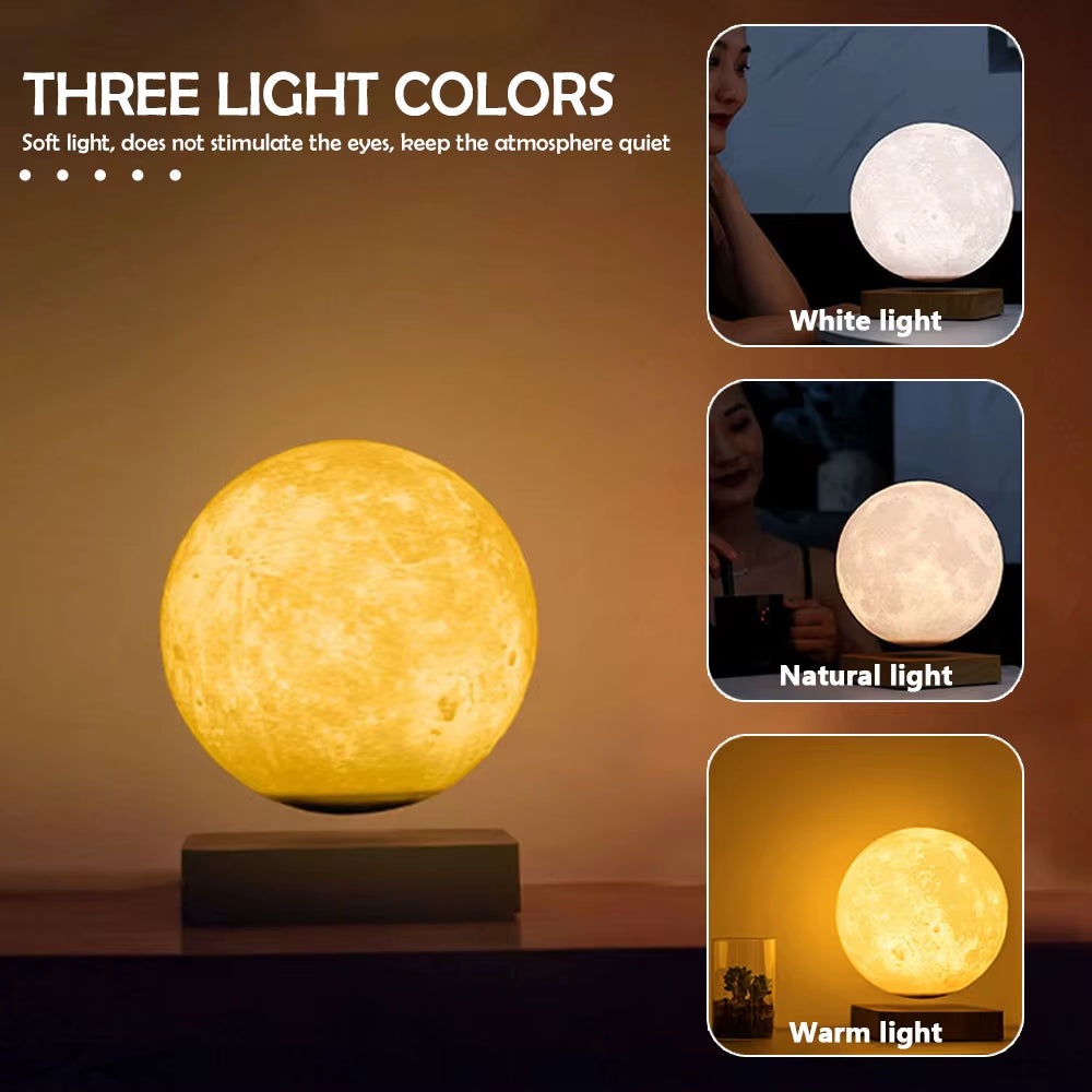 Floating 3D Moon Lamp – Magnetic Levitation Night Light with 360° Rotation & Touch Control