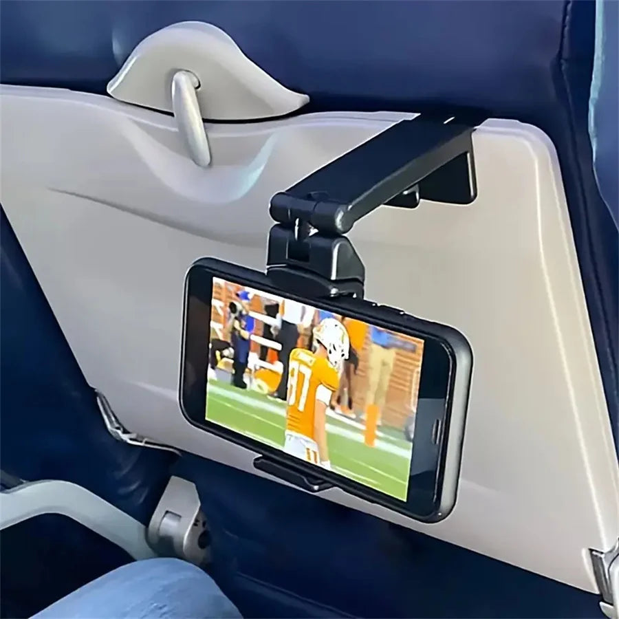 Universal Airplane Phone Mount | 360° Adjustable Foldable Travel Stand for Hands-Free Viewing