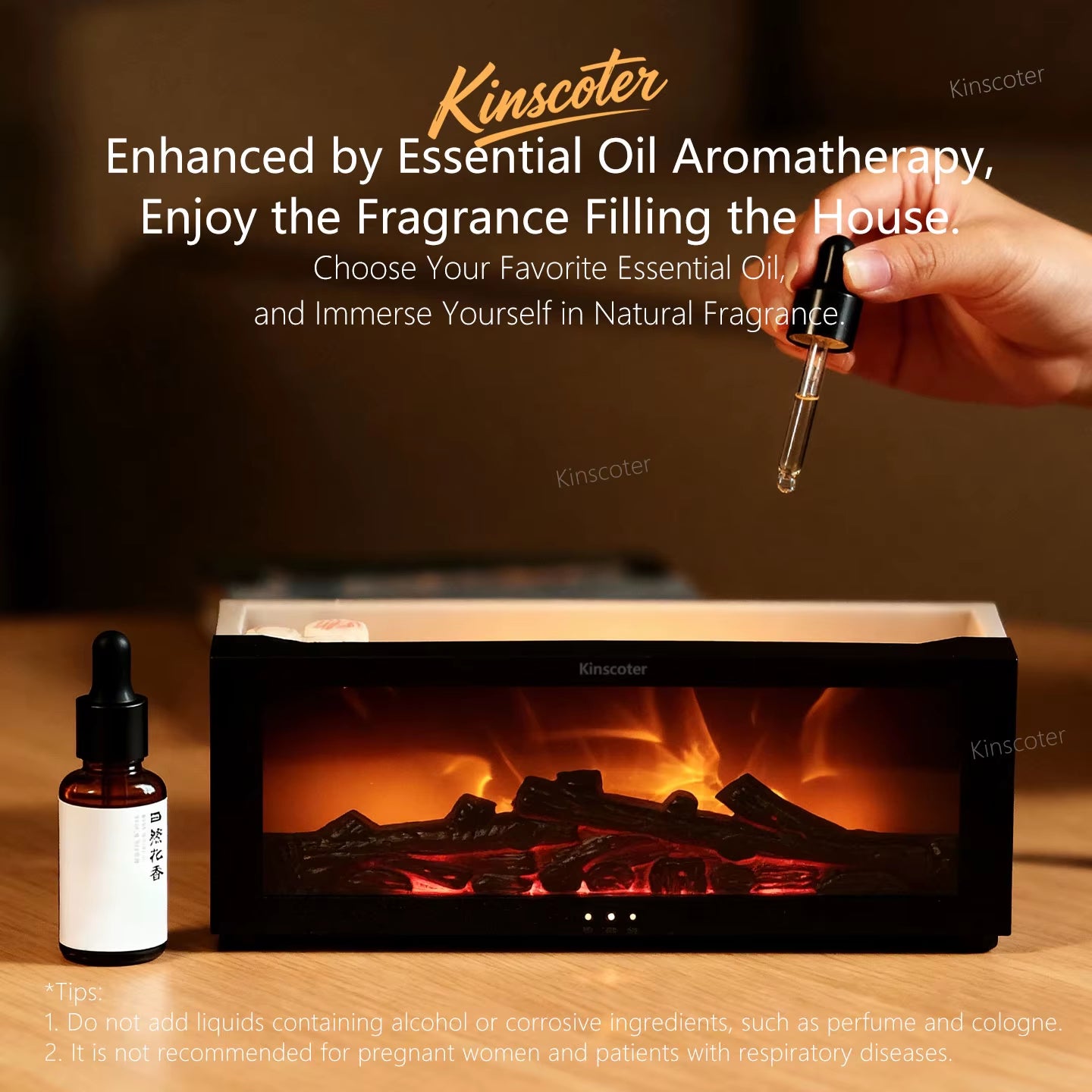 Fireplace Aroma Diffuser – Simulated Flame Ultrasonic Humidifier with Remote & Auto-Off
