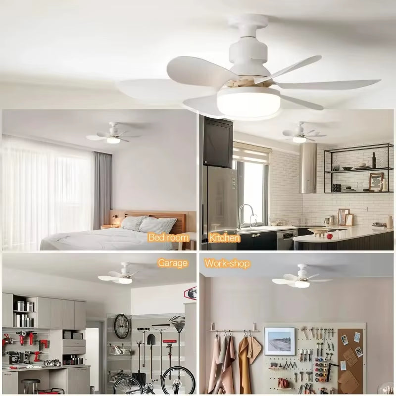 30W Smart LED Ceiling Fan Light | Remote-Controlled E27 Socket Fan with Dimmable Lighting