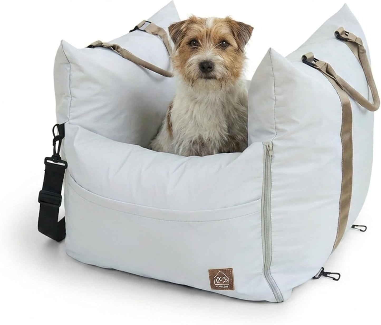 Marco Luxury Travel Pet Bed & Car Seat | Waterproof Faux Fur Comfort for Small-Medium Dogs
