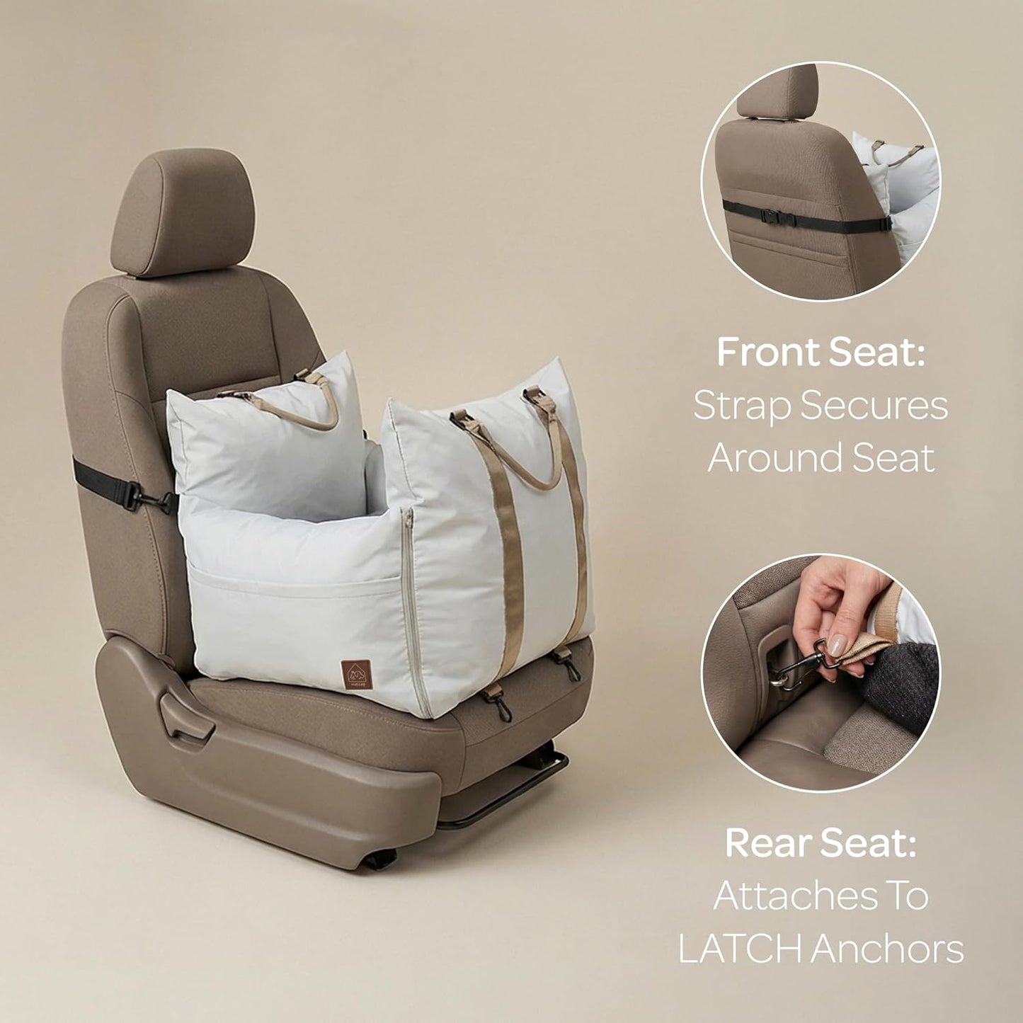 Marco Luxury Travel Pet Bed & Car Seat | Waterproof Faux Fur Comfort for Small-Medium Dogs