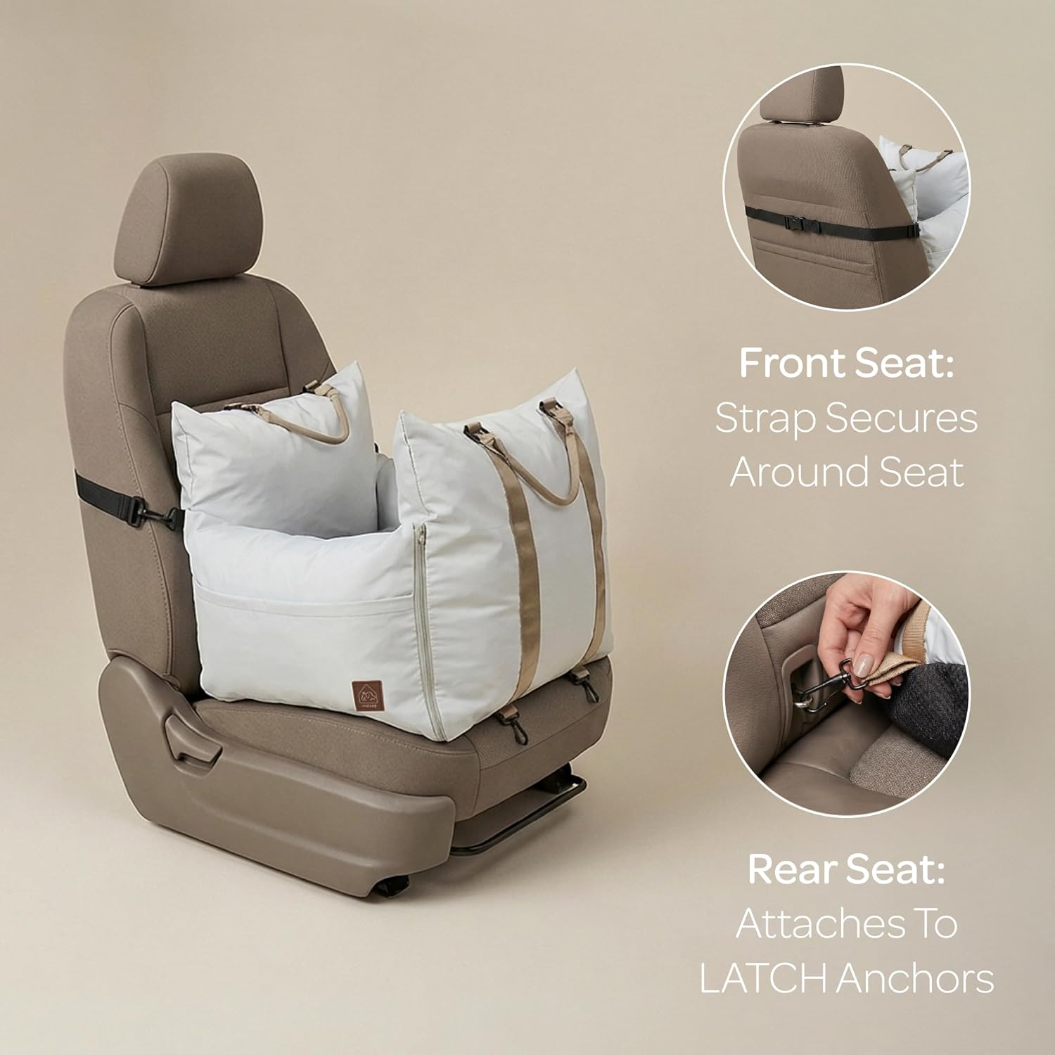 Marco Luxury Travel Pet Bed & Car Seat | Waterproof Faux Fur Comfort for Small-Medium Dogs