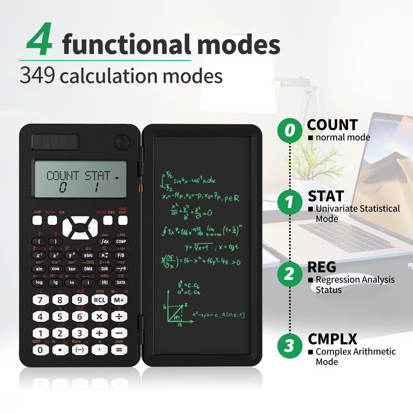 Precision Scientific Calculator with Integrated LCD Writing Tablet