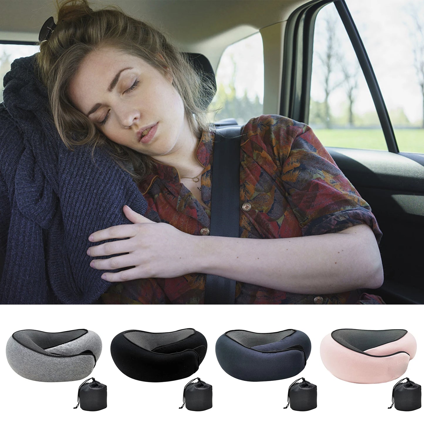 Ergonomic "Snail" Memory Foam Travel Pillow | 360° Neck Support for Flights & Long Commutes
