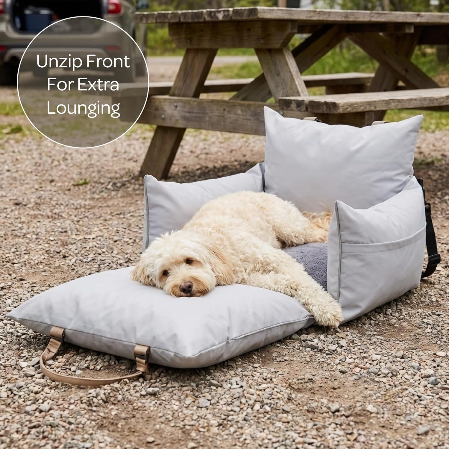 Marco Luxury Travel Pet Bed & Car Seat | Waterproof Faux Fur Comfort for Small-Medium Dogs