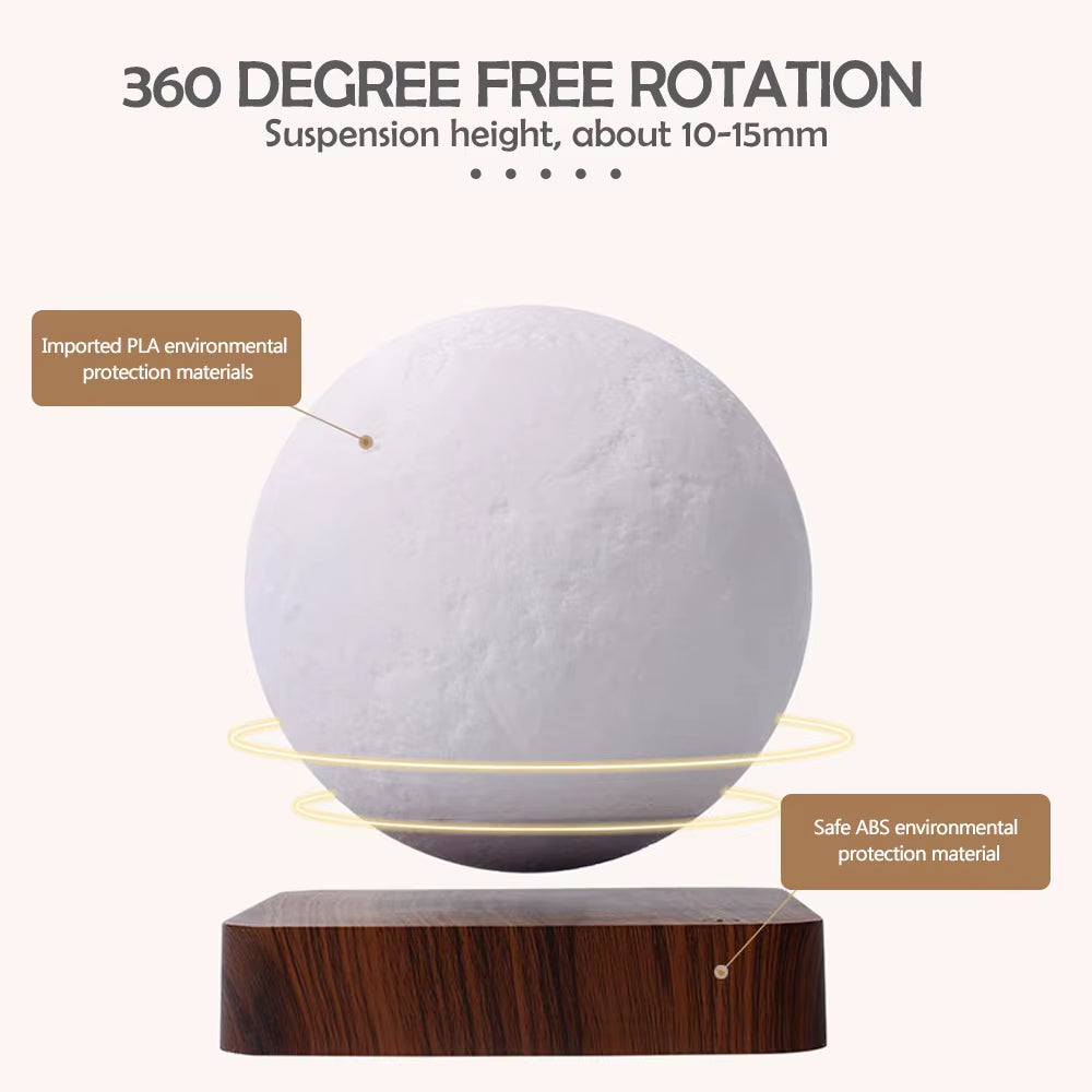 Floating 3D Moon Lamp – Magnetic Levitation Night Light with 360° Rotation & Touch Control
