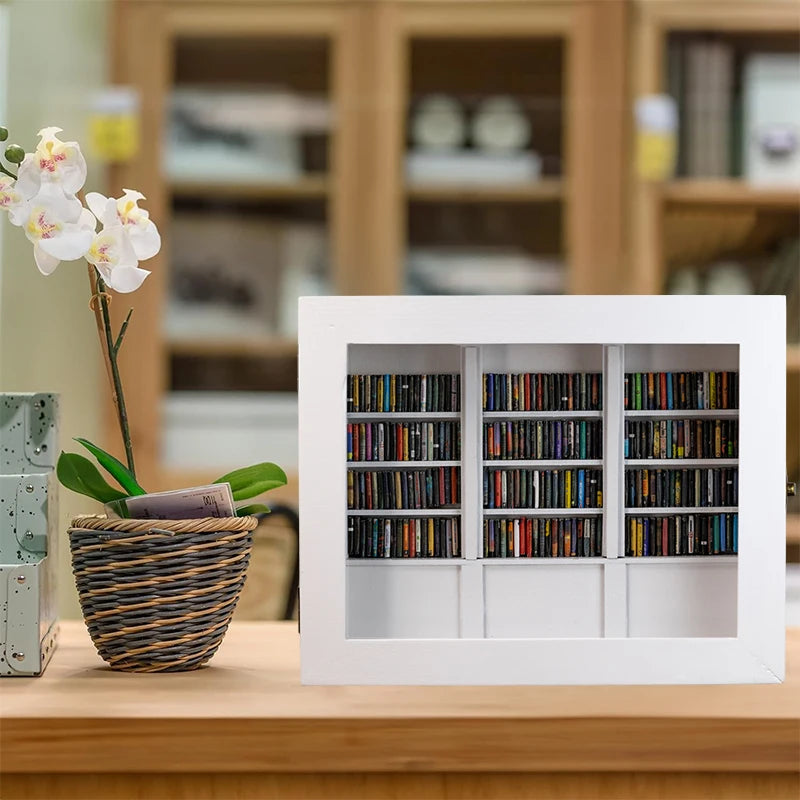Kinetic Miniature Library – Wooden Anti-Anxiety "Shake & Sort" Bookshelf