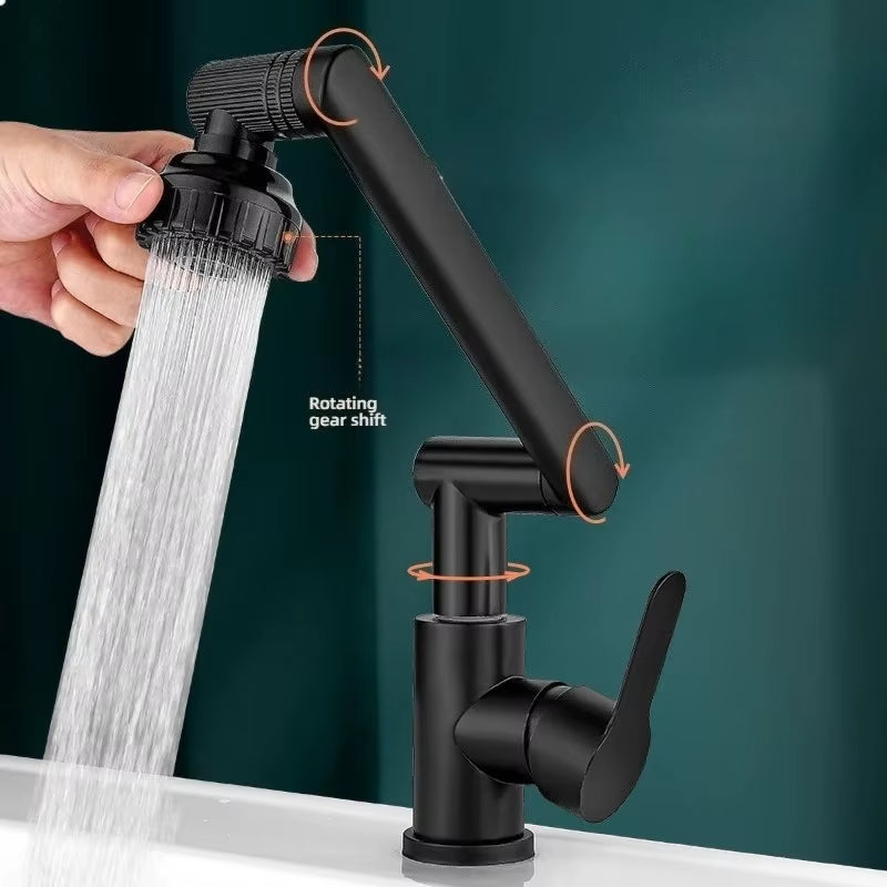 1080° Universal Swivel Robotic Arm Faucet | Splash-Proof Dual-Mode Extension Aerator
