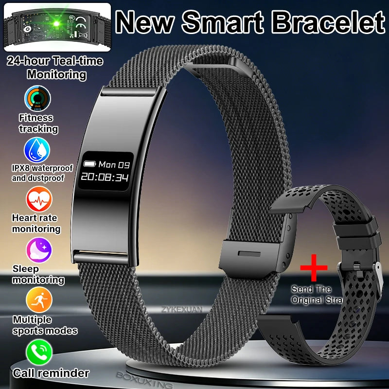 Ultra-Slim Smart Fitness Tracker Bracelet — Heart Rate Sleep Monitor 10ATM Waterproof