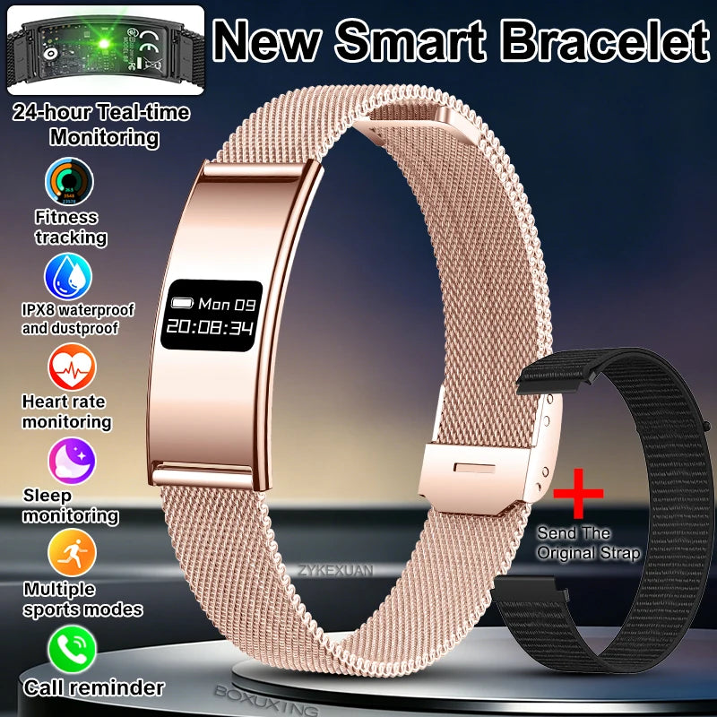 Ultra-Slim Smart Fitness Tracker Bracelet — Heart Rate Sleep Monitor 10ATM Waterproof