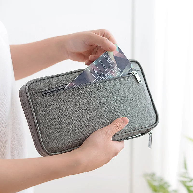 Family Travel Wallet and Passport Organizer — RFID Blocking Document Holder for Cards, Tickets, and Passports
