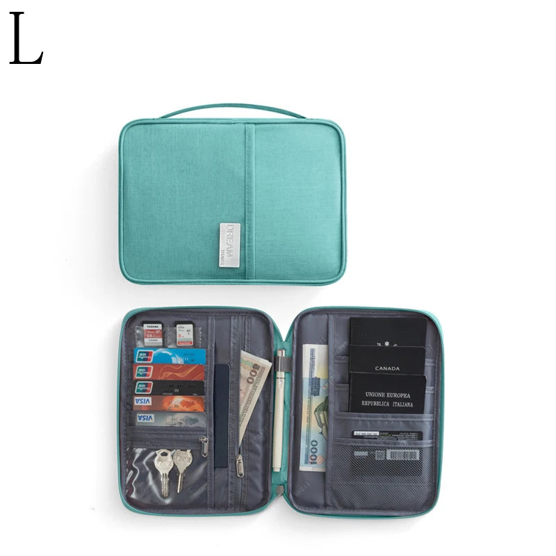 Family Travel Wallet and Passport Organizer — RFID Blocking Document Holder for Cards, Tickets, and Passports