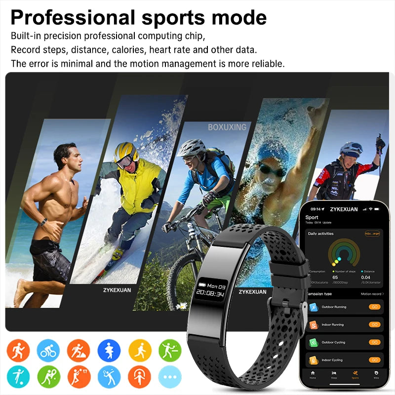 Ultra-Slim Smart Fitness Tracker Bracelet — Heart Rate Sleep Monitor 10ATM Waterproof