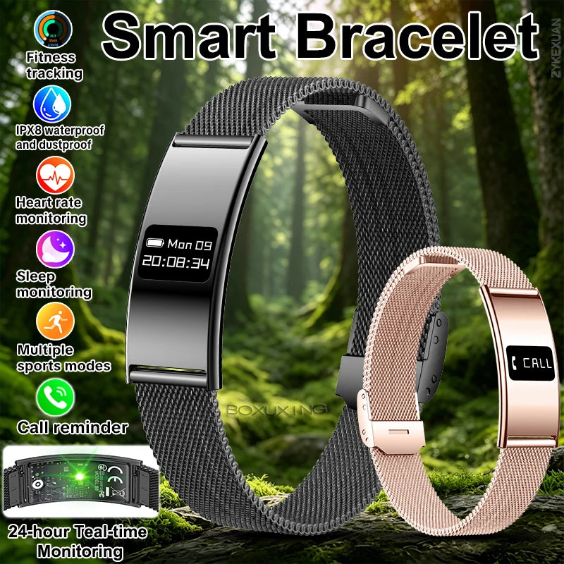 Ultra-Slim Smart Fitness Tracker Bracelet — Heart Rate Sleep Monitor 10ATM Waterproof