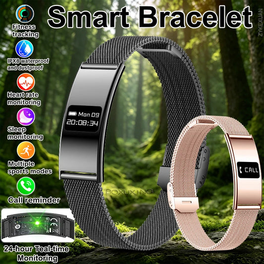 Ultra-Slim Smart Fitness Tracker Bracelet — Heart Rate Sleep Monitor 10ATM Waterproof