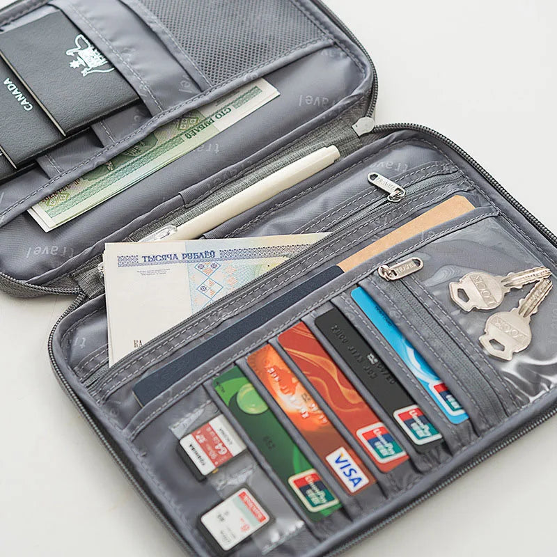Family Travel Wallet and Passport Organizer — RFID Blocking Document Holder for Cards, Tickets, and Passports