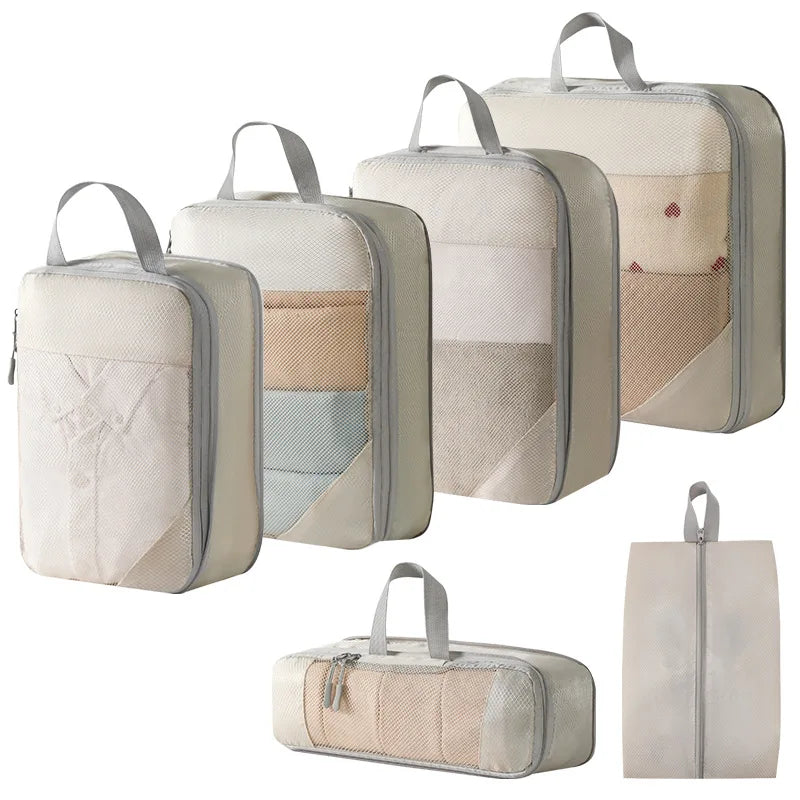 Compression Packing Cubes Set — Expandable Travel Organizer Bags for Luggage, Suitcase, and Carry-On
