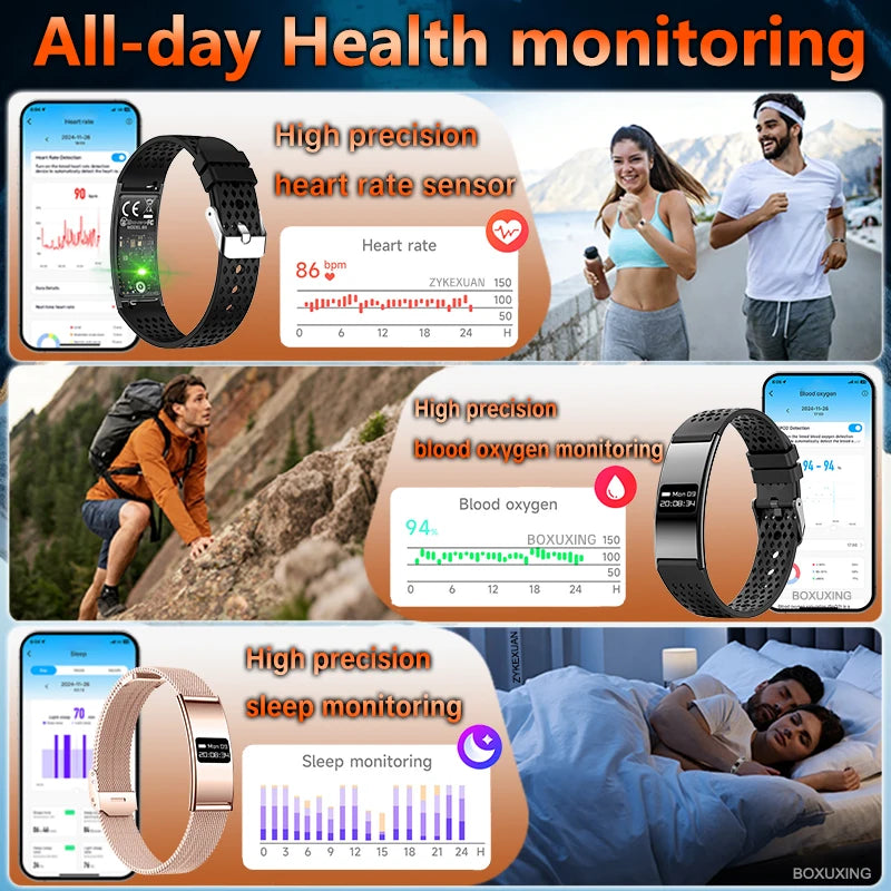 Ultra-Slim Smart Fitness Tracker Bracelet — Heart Rate Sleep Monitor 10ATM Waterproof
