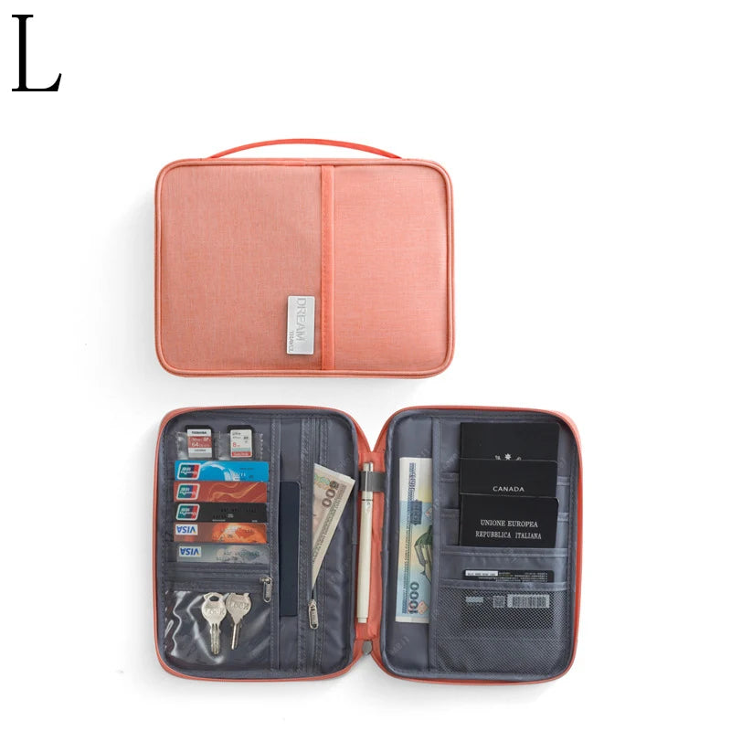 Family Travel Wallet and Passport Organizer — RFID Blocking Document Holder for Cards, Tickets, and Passports