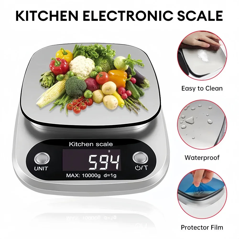 PrecisionPro digital kitchen scale — waterproof stainless steel
