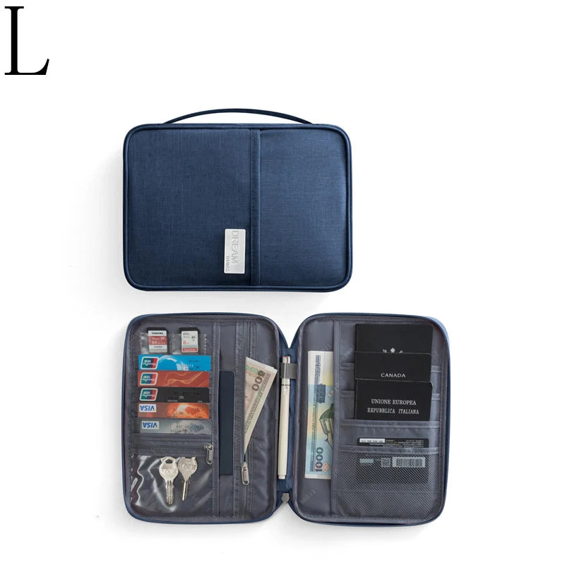 Family Travel Wallet and Passport Organizer — RFID Blocking Document Holder for Cards, Tickets, and Passports