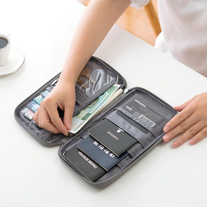 Family Travel Wallet and Passport Organizer — RFID Blocking Document Holder for Cards, Tickets, and Passports