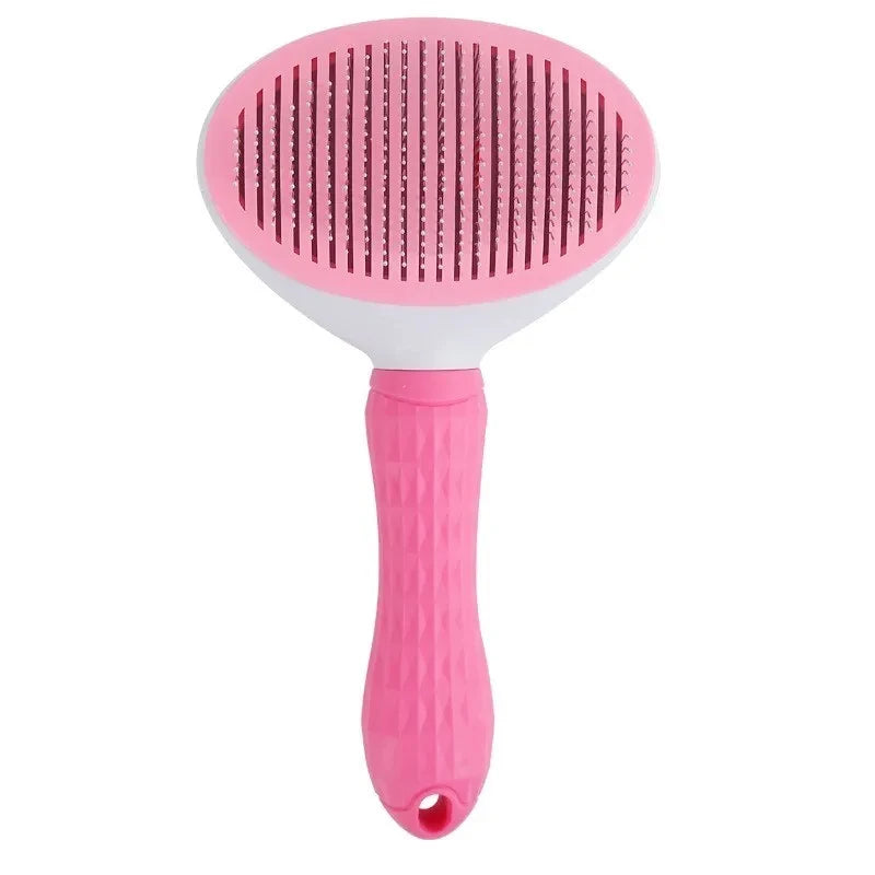 Self-Cleaning Pet Slicker Brush — One-Click Hair Removal for Dogs & Cats | Soft Bristle Grooming Tool for All Coat Types