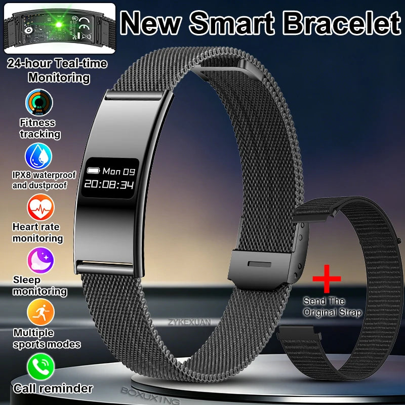 Ultra-Slim Smart Fitness Tracker Bracelet — Heart Rate Sleep Monitor 10ATM Waterproof