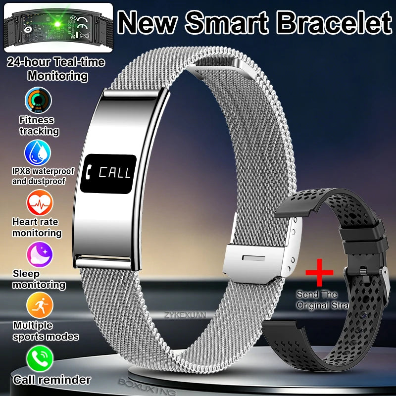 Ultra-Slim Smart Fitness Tracker Bracelet — Heart Rate Sleep Monitor 10ATM Waterproof