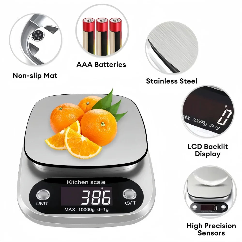 PrecisionPro digital kitchen scale — waterproof stainless steel