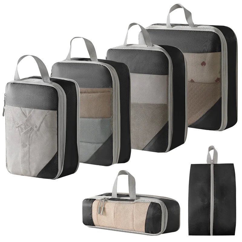 Compression Packing Cubes Set — Expandable Travel Organizer Bags for Luggage, Suitcase, and Carry-On