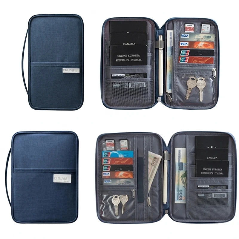 Family Travel Wallet and Passport Organizer — RFID Blocking Document Holder for Cards, Tickets, and Passports